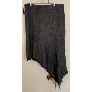 NWT Anne Klein Asymmetrical Skirt Women's 14W Black Polyester Stretch Fringe